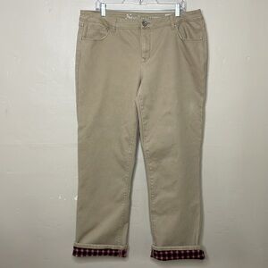 NATURAL REFLECTIONS Pants Tan Fleece Lined Stretchy Straight Leg Chore Work 16